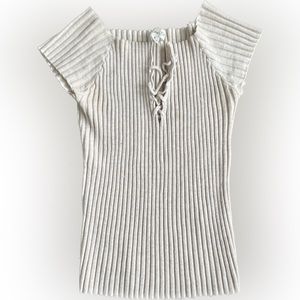 Cream Knit Tie Top